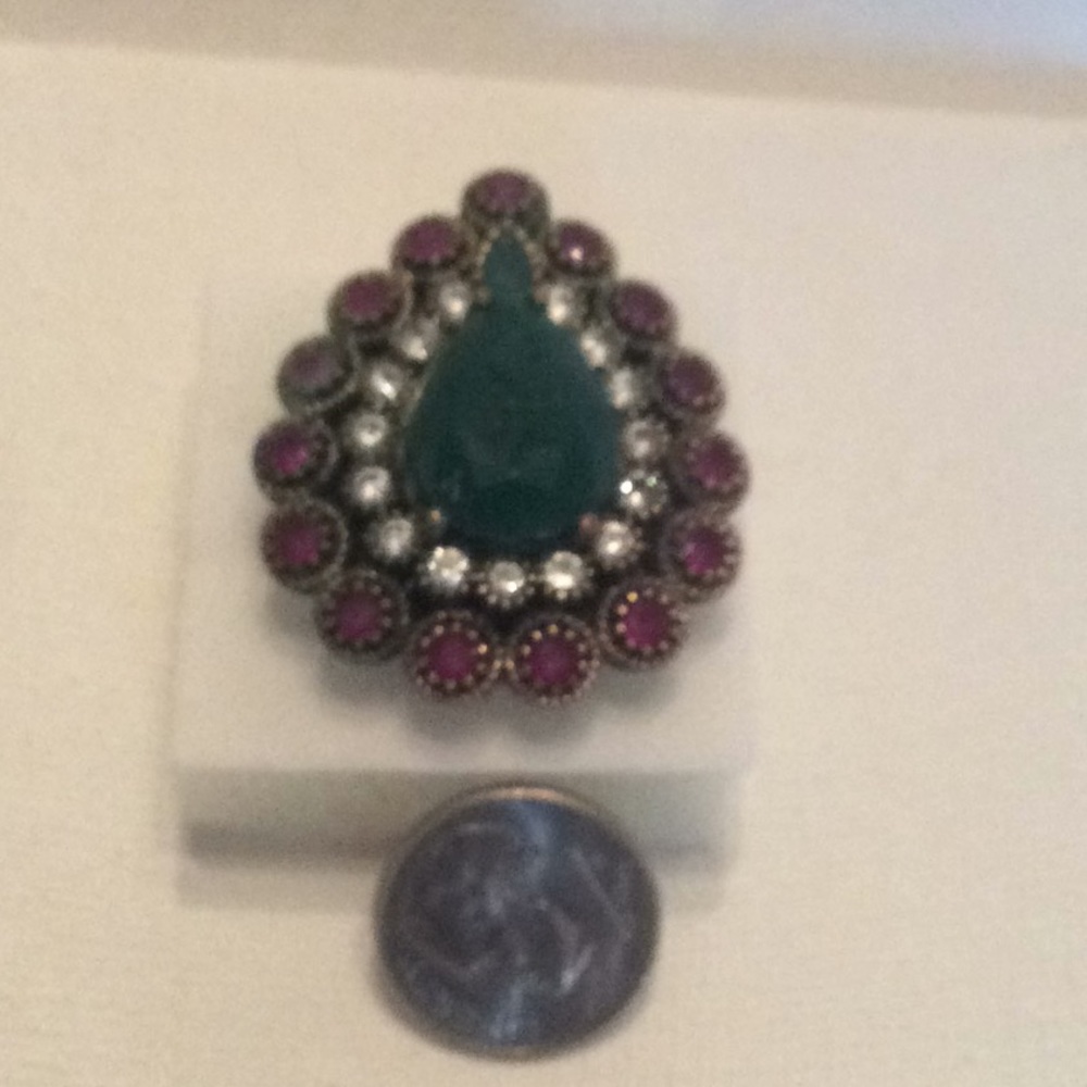 Turkeys Sterling Silver Ring Emerald Ruby - image 2